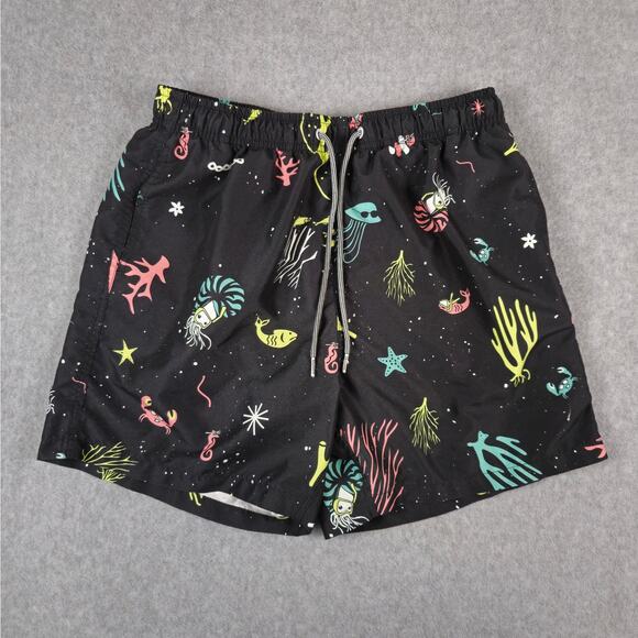 Boardies Shorts Mens Size Large Swim Trunks Black Neon Colors - Picture 1 of 13